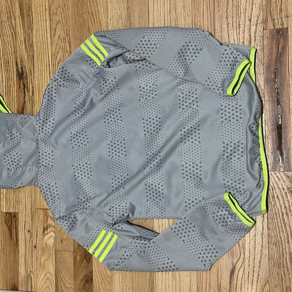 Adidas Kids Gray and Neon Green Raincoat size medium - Picture 4 of 5